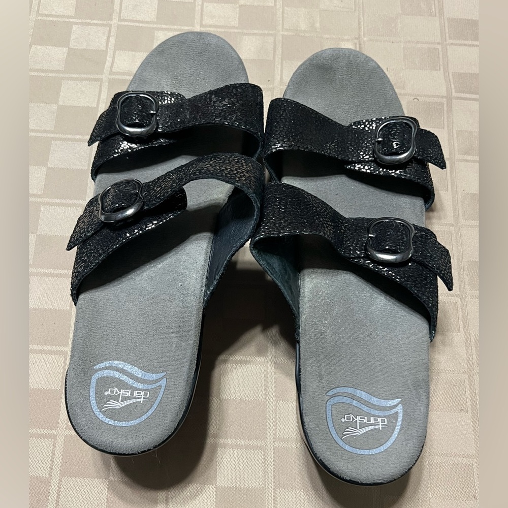 Dansko Sophie EUR 42 Slide Sandal 11.5 - 12M Metallic Leather 2 Strap Adjustable